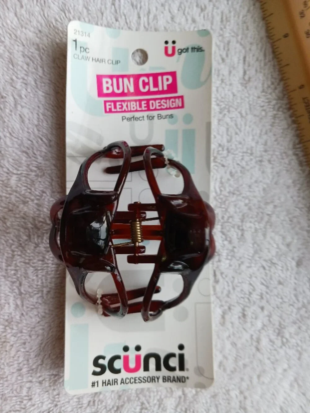 Scunci Flexible Design Amber Brown Large Bun Spider Octopus Plastic Claw Clip